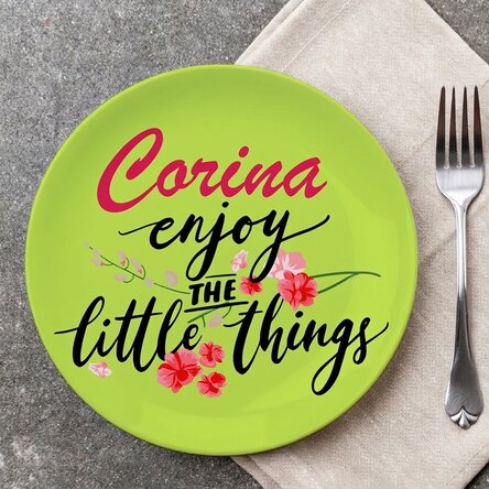 Personalised plate with text - Enjoy the little things