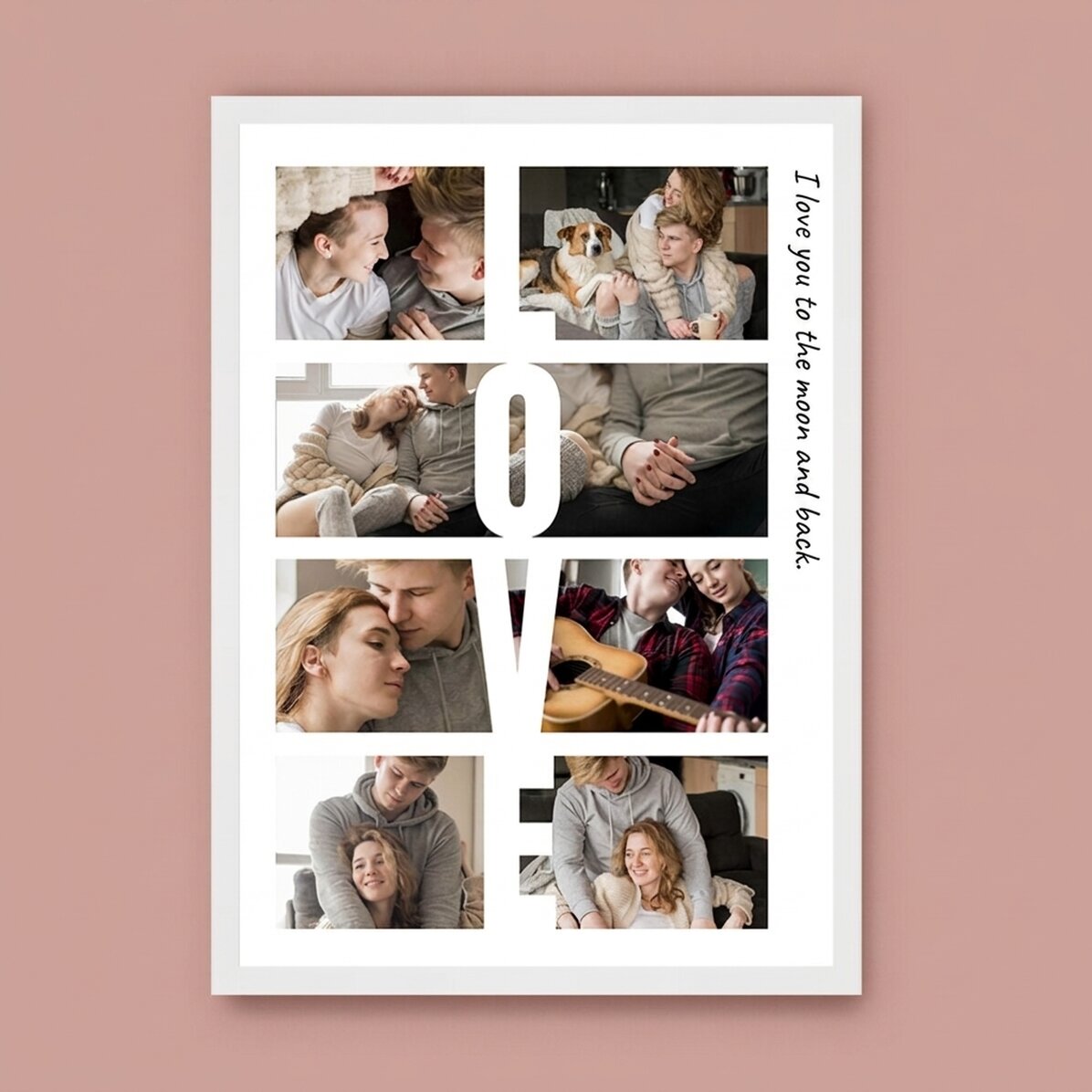 Cuadro personalizado con texto y 8 fotos - LOVE