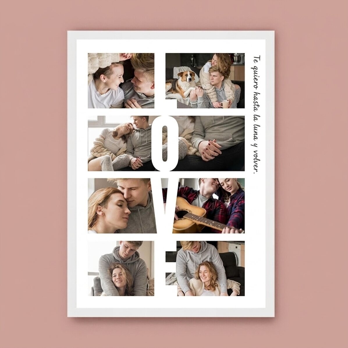 Cuadro personalizado con texto y 8 fotos - LOVE