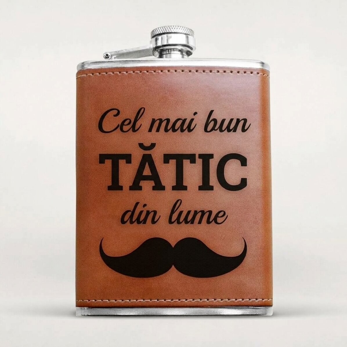 Botella de bolsillo personalizada forrada en piel - Best DAD