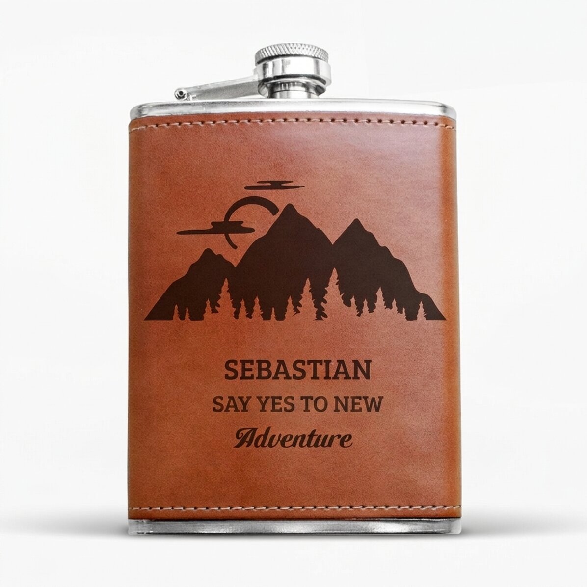 Botella de bolsillo personalizada forrada en piel - Adventure Time