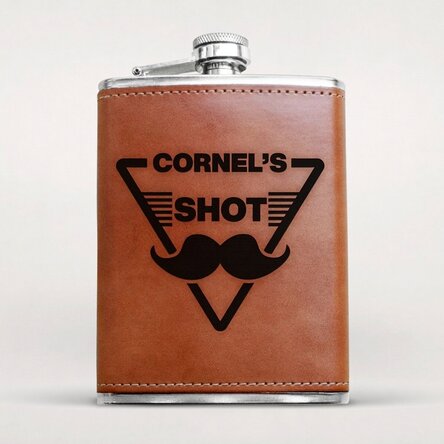 Personalised leather-covered pocket flask - Shot