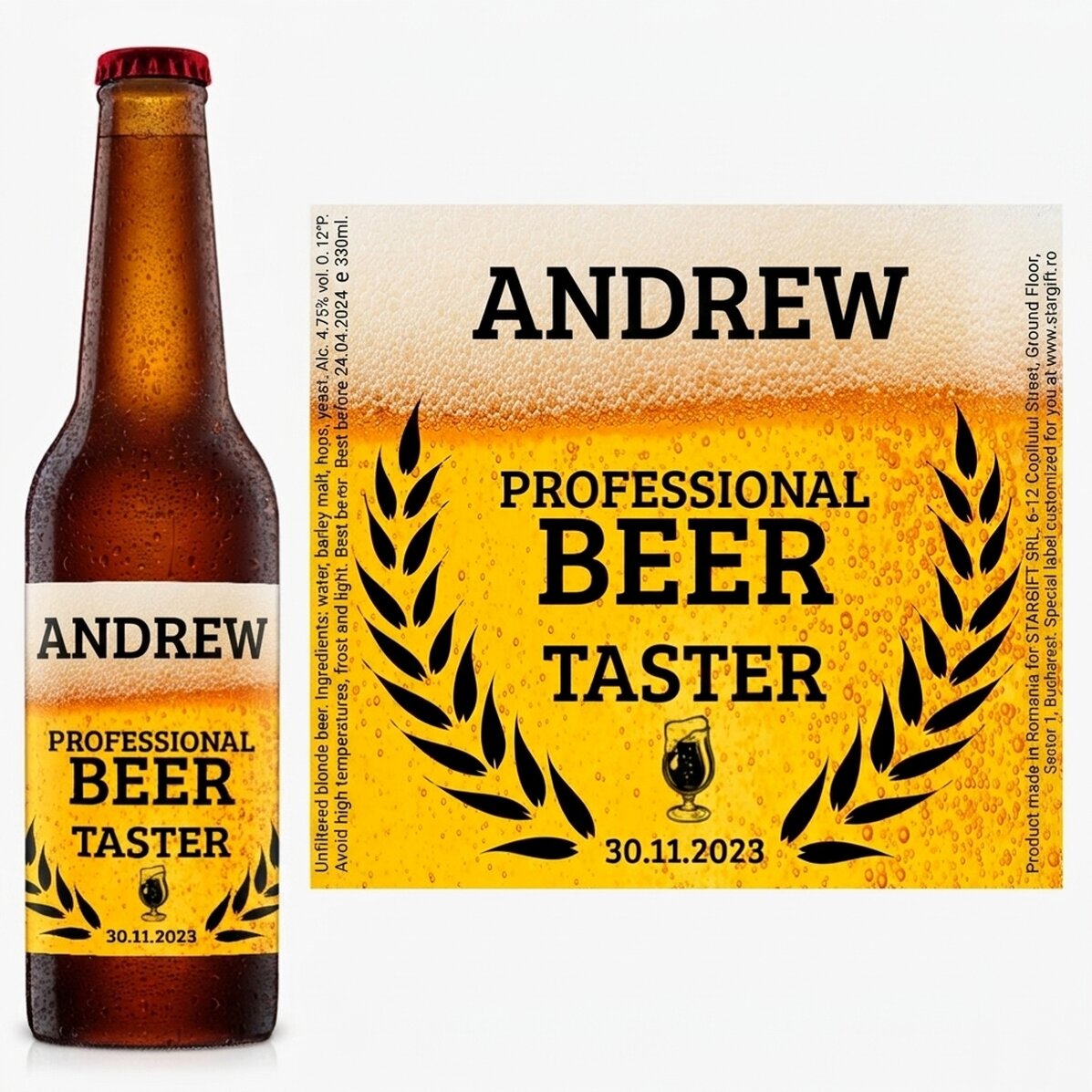 Cerveza personalizada con texto - Beer taster