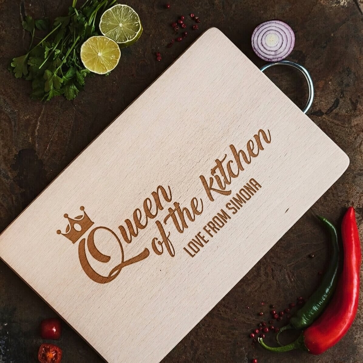 Customised chopping board - Queen Of The Kitchen