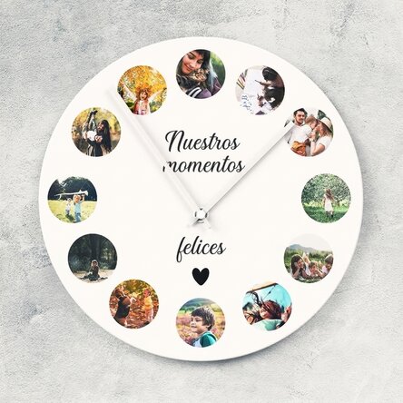 Reloj personalizado con 12 fotos - Nuestros momentos