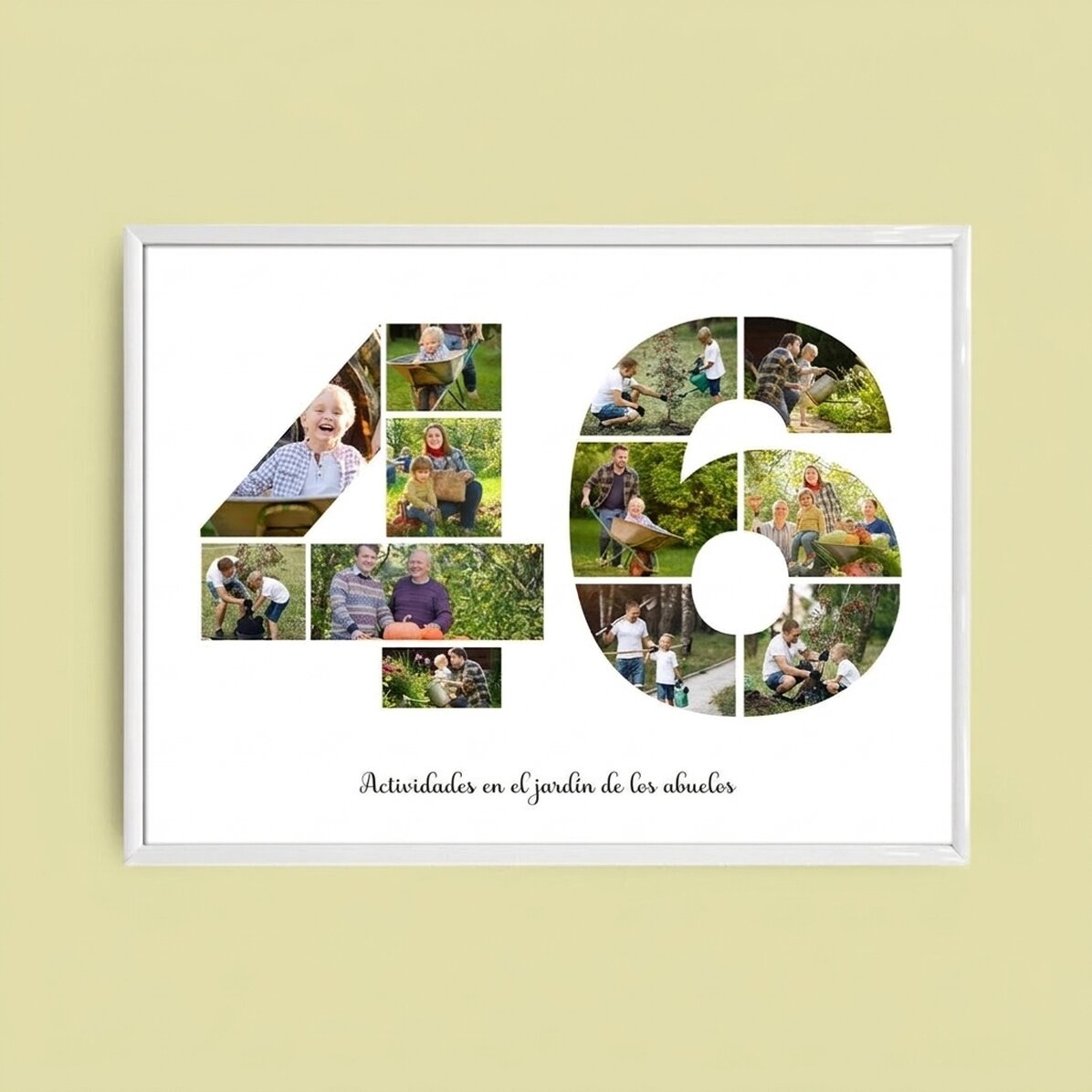 Cuadro paisajístico personalizado con 12 fotos, modelo n.º 46, y mensaje de texto
