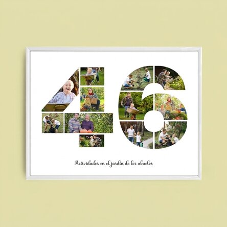 Cuadro paisajístico personalizado con 12 fotos, modelo n.º 46, y mensaje de texto