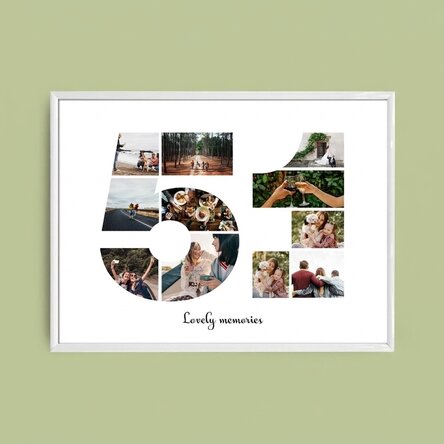 Cuadro paisajístico personalizado con 10 fotos, modelo n.º 51, y mensaje de texto