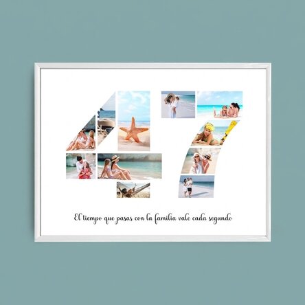 Cuadro paisajístico personalizado con 11 fotos, modelo n.º 47, y mensaje de texto