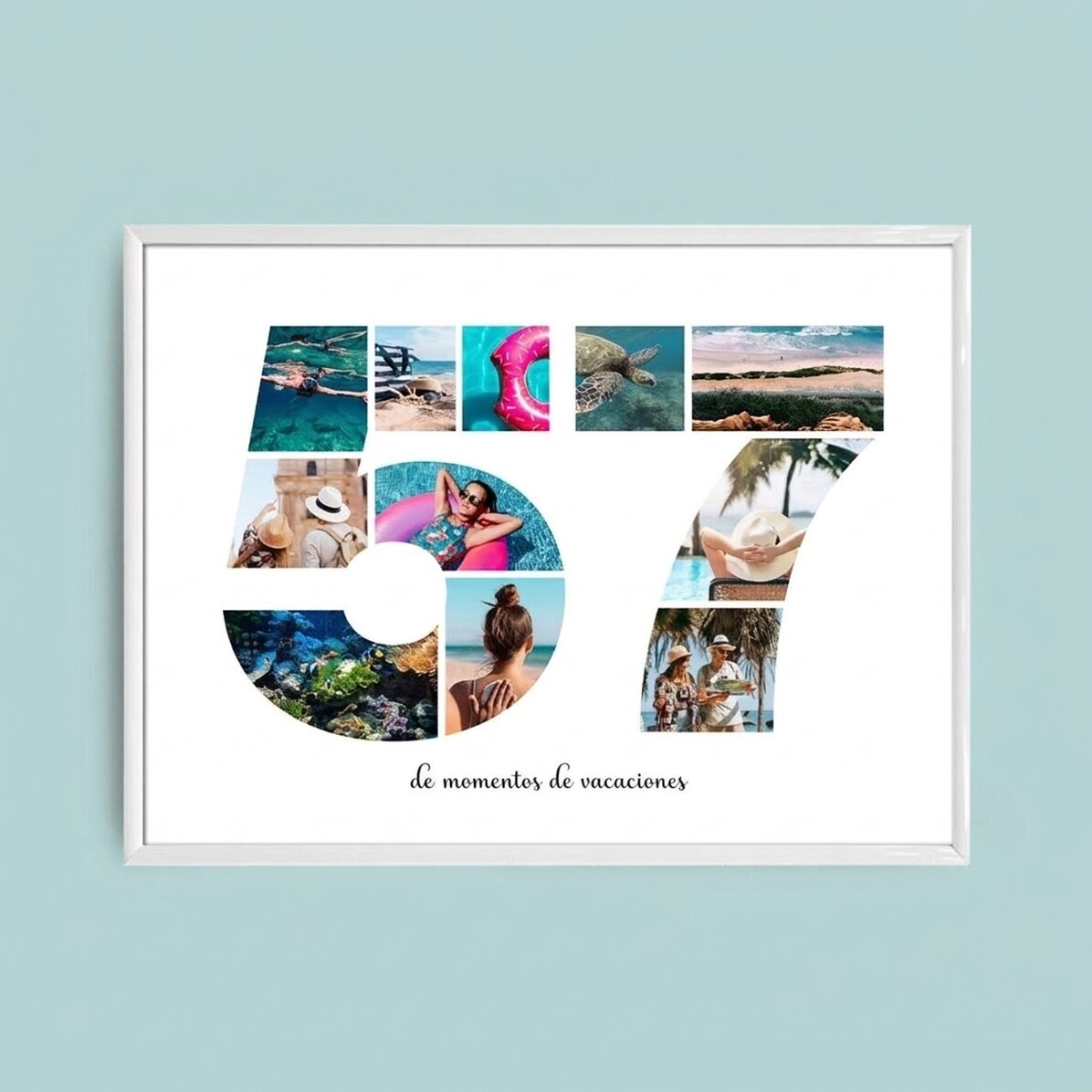 Cuadro personalizado con 11 fotos, modelo número 57 y mensaje de texto