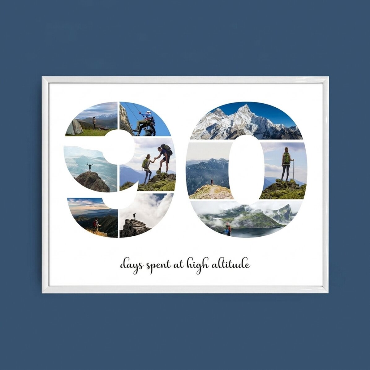 Cuadro paisajístico personalizado con 10 fotos, modelo n.º 90, y mensaje de texto