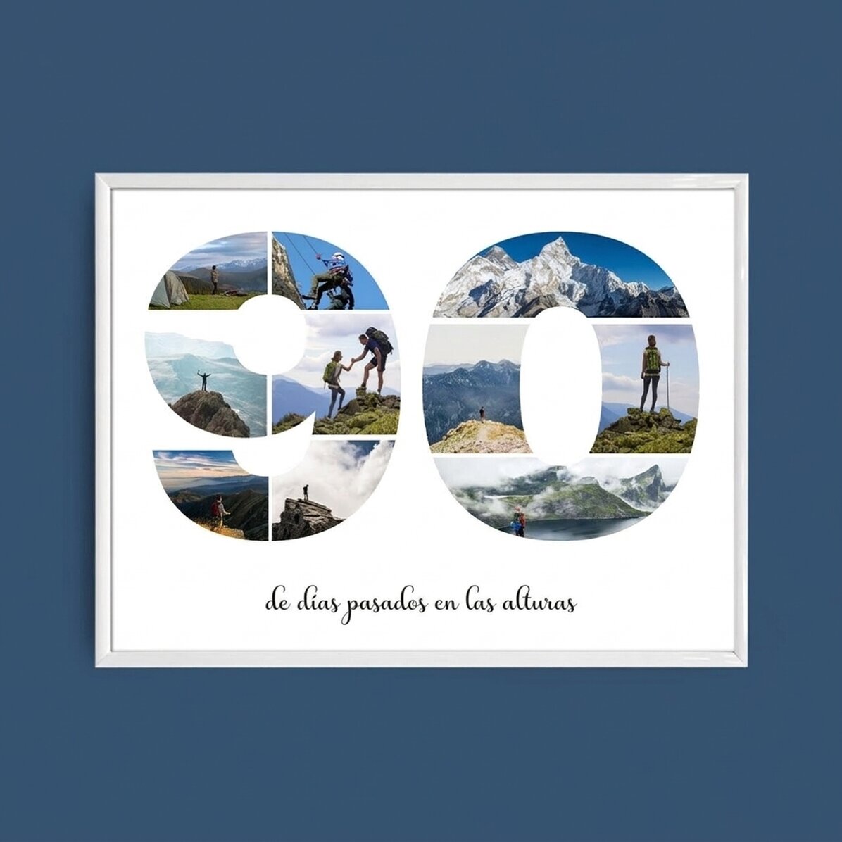Cuadro paisajístico personalizado con 10 fotos, modelo n.º 90, y mensaje de texto