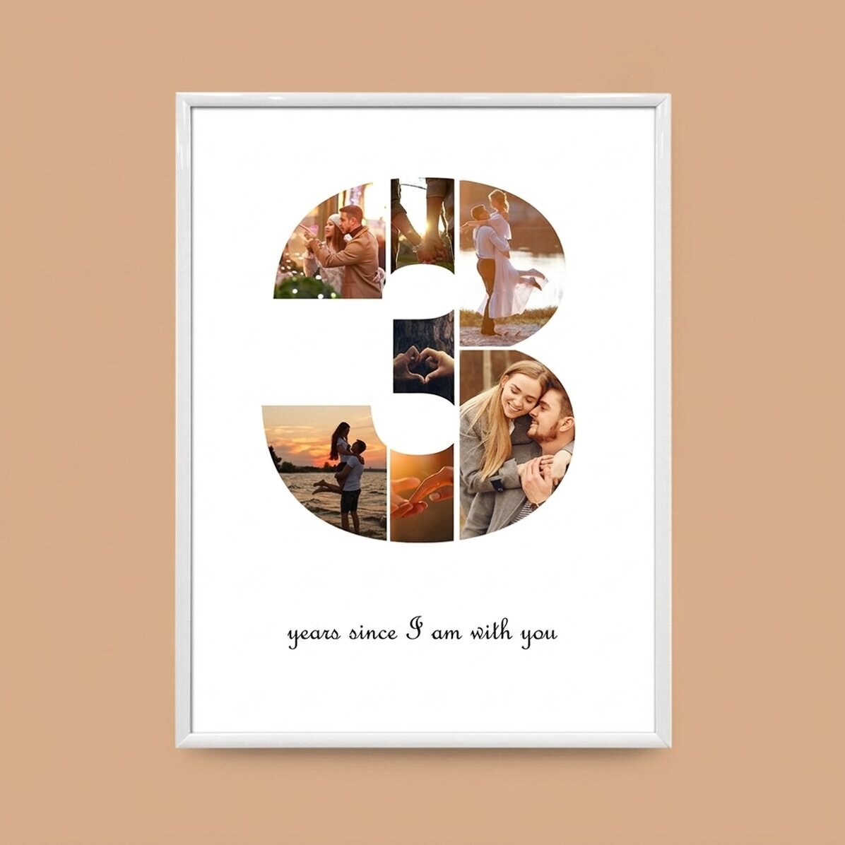 Cuadro personalizado con 7 fotos, modelo número 3, y mensaje de texto