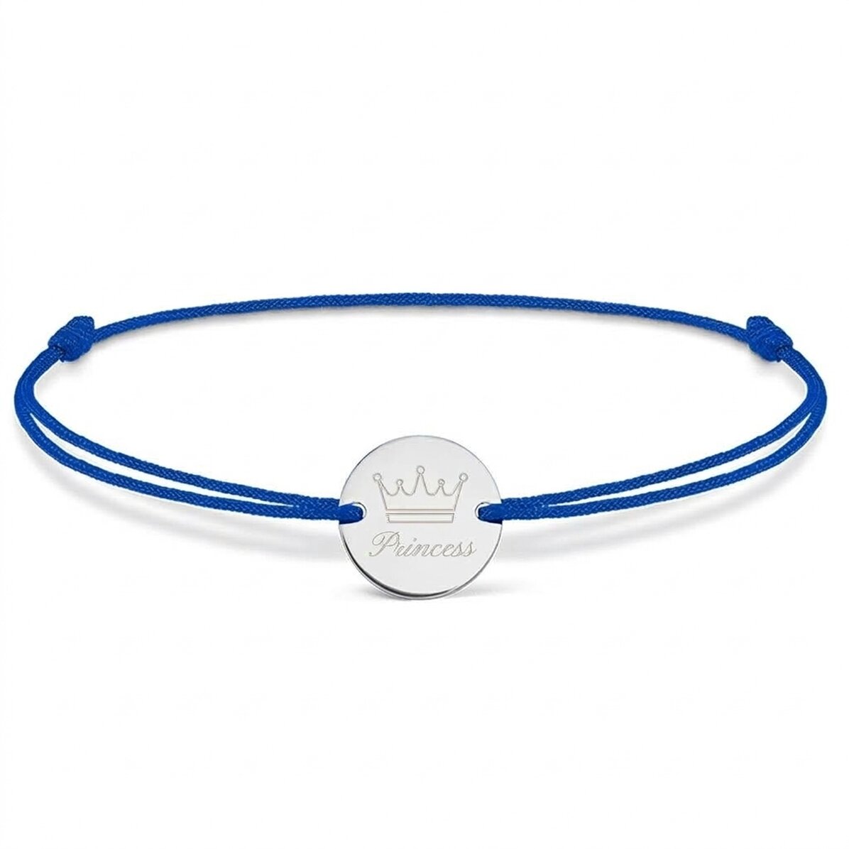 Pulsera con cordón personalizada - moneda de 14 mm - plata 925 - modelo corona