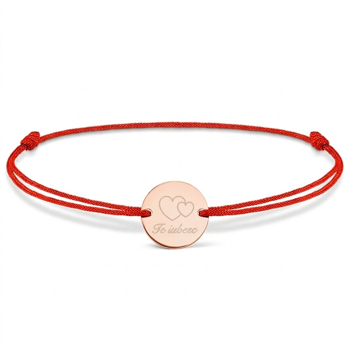 Pulsera con cordón personalizada - moneda de 14 mm - plata 925 - «I love you»