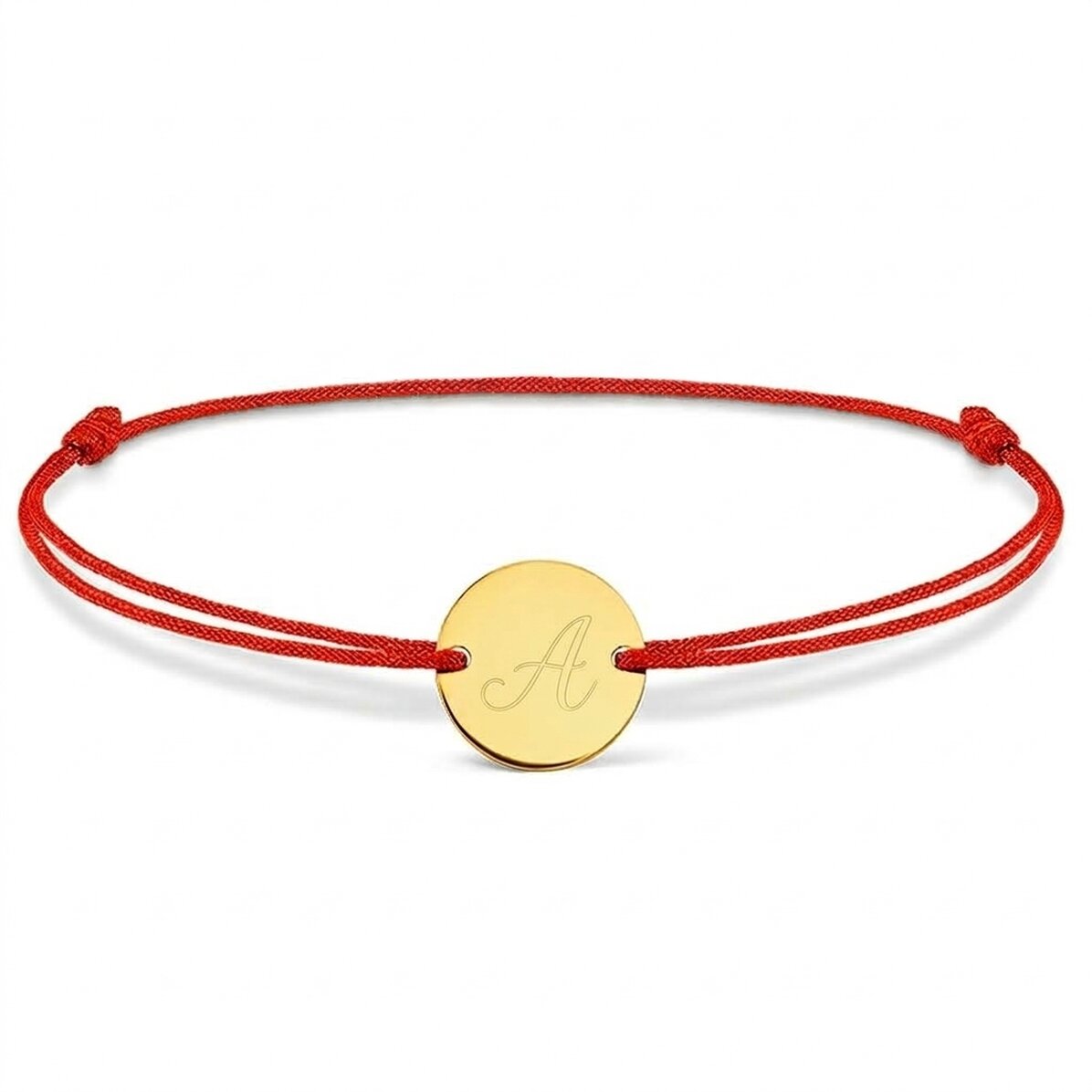 Pulsera con cordón personalizada - moneda de 14 mm - plata 925 - modelo con inicial