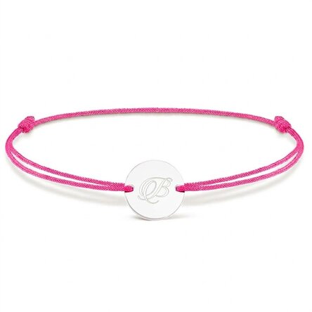 Personalised cord bracelet - 14 mm bead - 925 silver - initial model 2