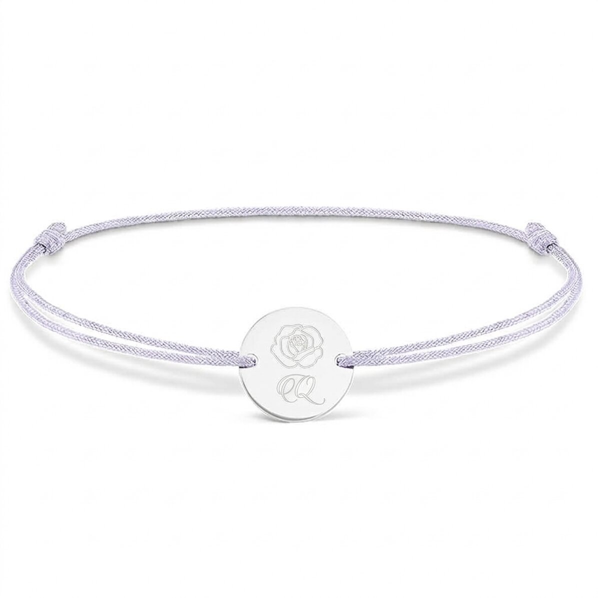Pulsera con cordón personalizada - moneda de 14 mm - plata 925 - modelo rosa
