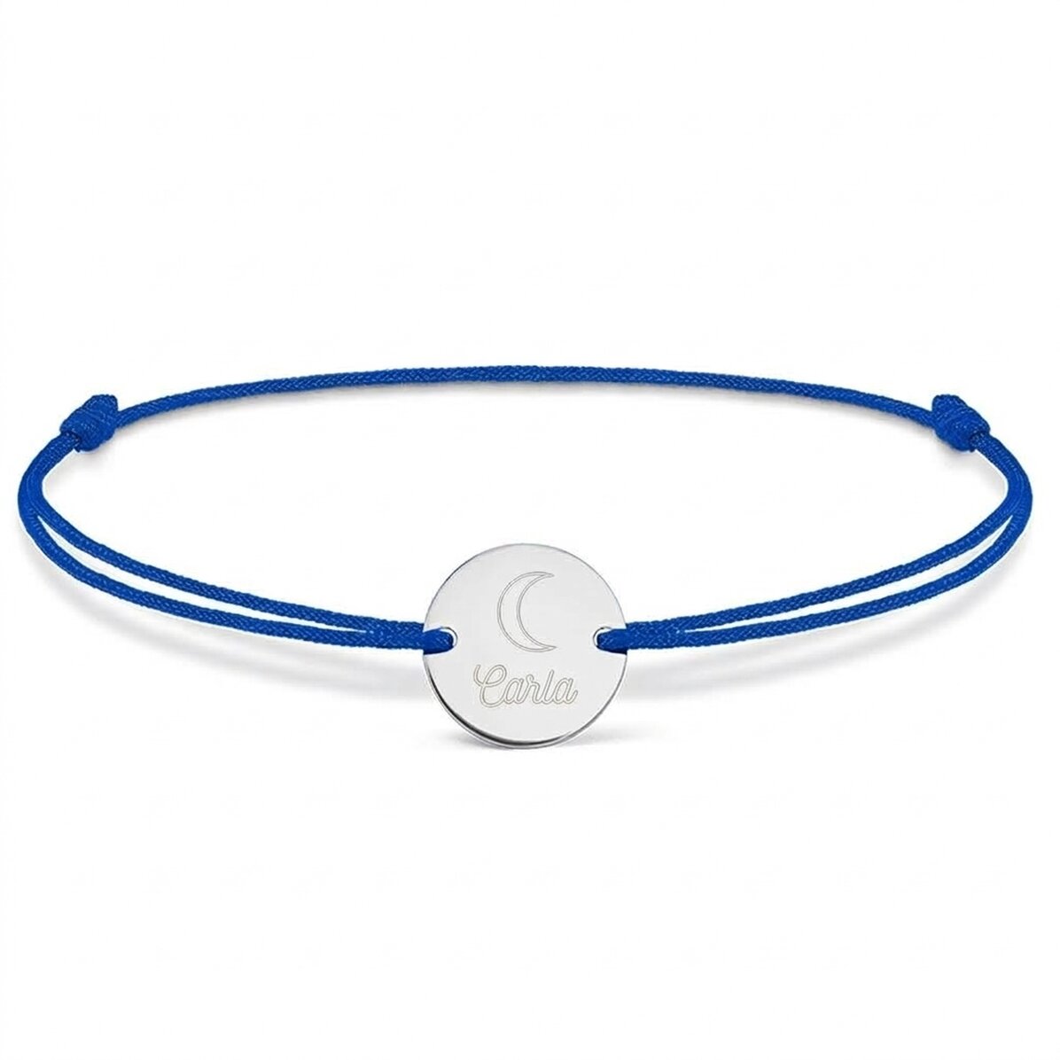 Pulsera con cordón personalizada - moneda de 14 mm - plata 925 - modelo «luna»