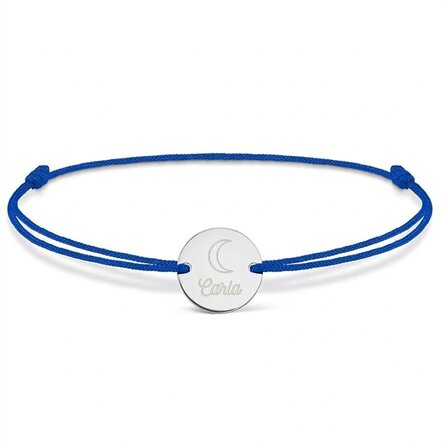 Pulsera con cordón personalizada - moneda de 14 mm - plata 925 - modelo «luna»