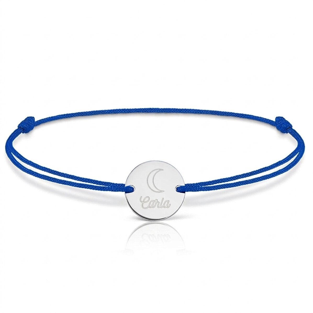 Pulsera con cordón personalizada - moneda de 14 mm - plata 925 - modelo «luna»