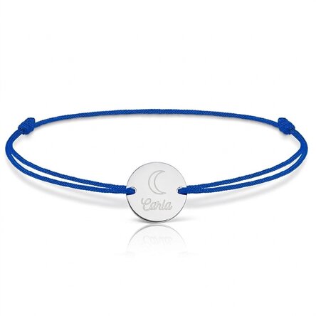 Pulsera con cordón personalizada - moneda de 14 mm - plata 925 - modelo «luna»