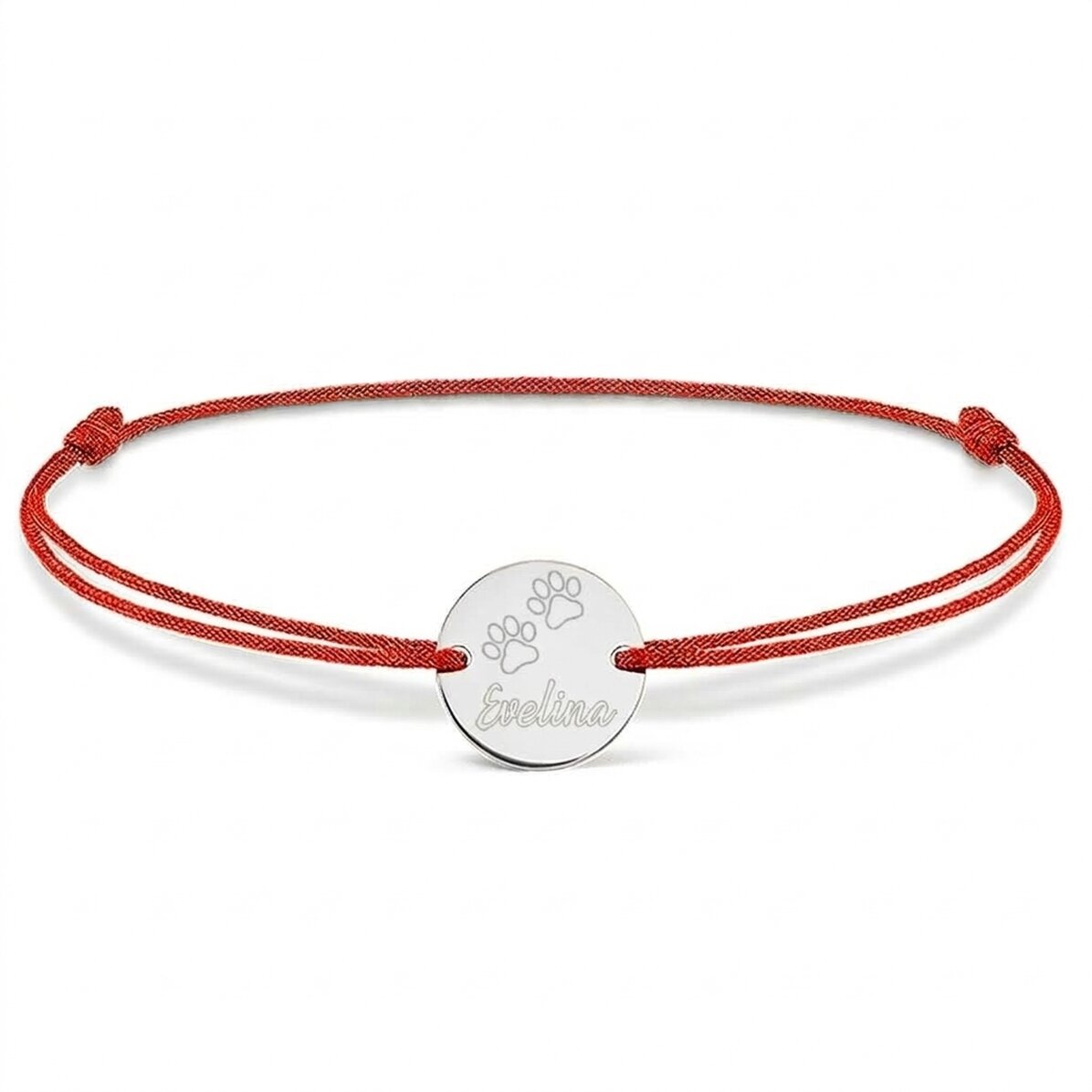 Pulsera con cordón personalizada - moneda de 14 mm - plata 925 - modelo «cat paw»