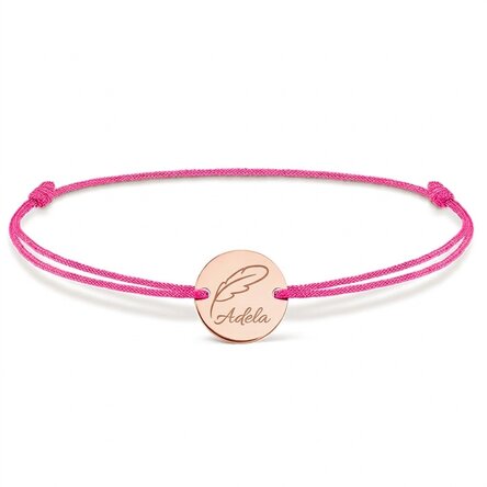 Pulsera con cordón personalizada - moneda de 14 mm - plata 925 - modelo «pana»