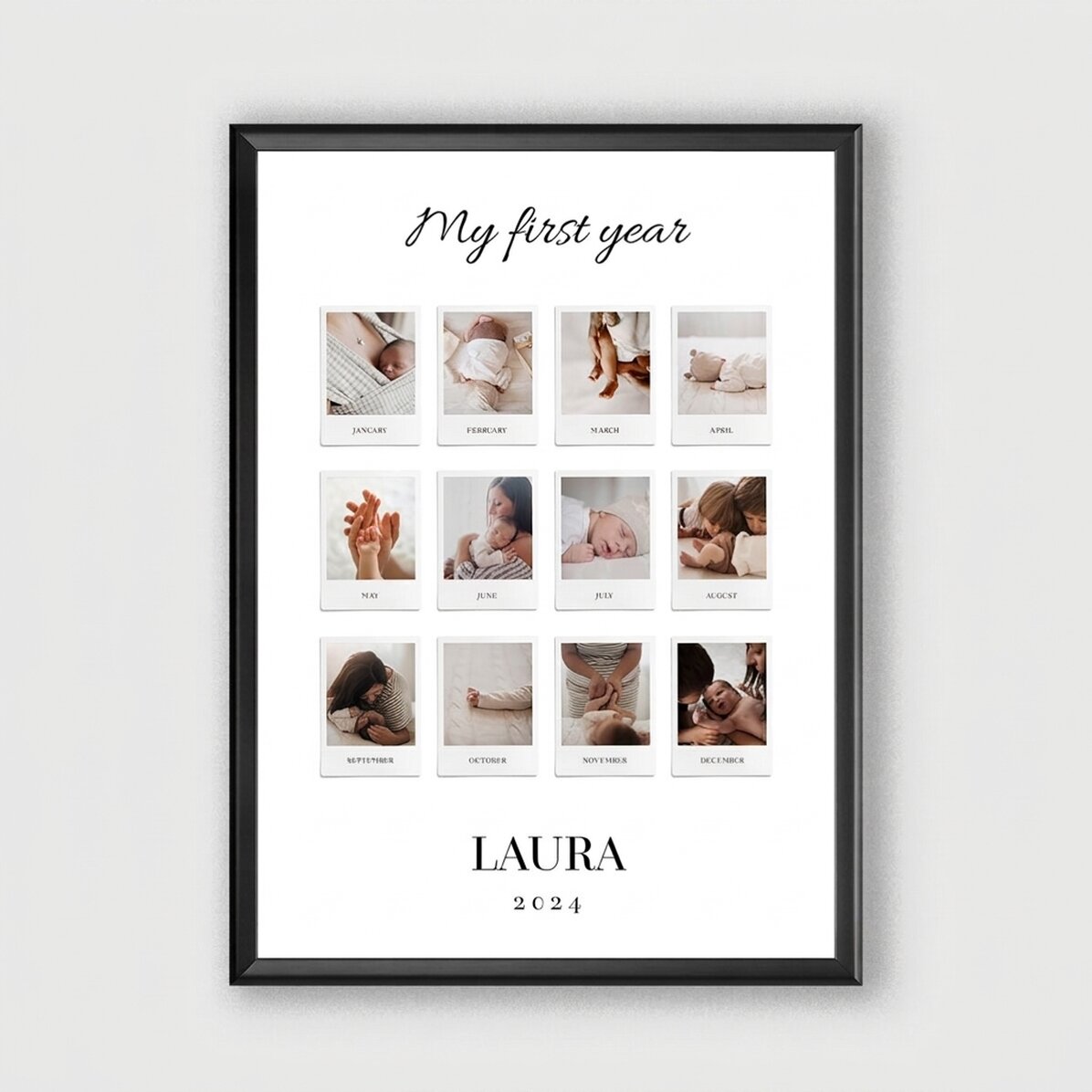 Cuadro personalizado con texto y 12 fotos - My First Year