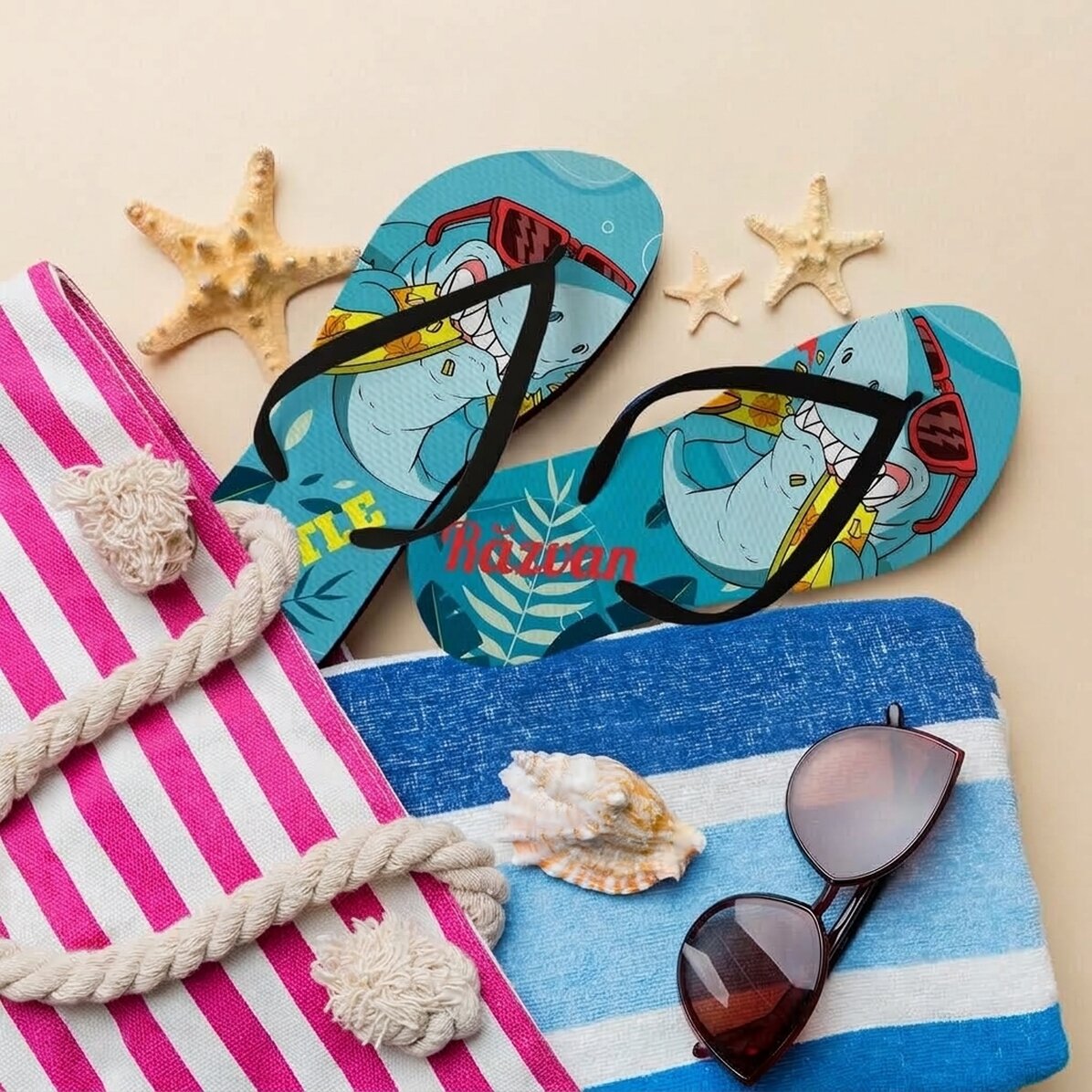 Chanclas personalizadas con texto - Tiburón
