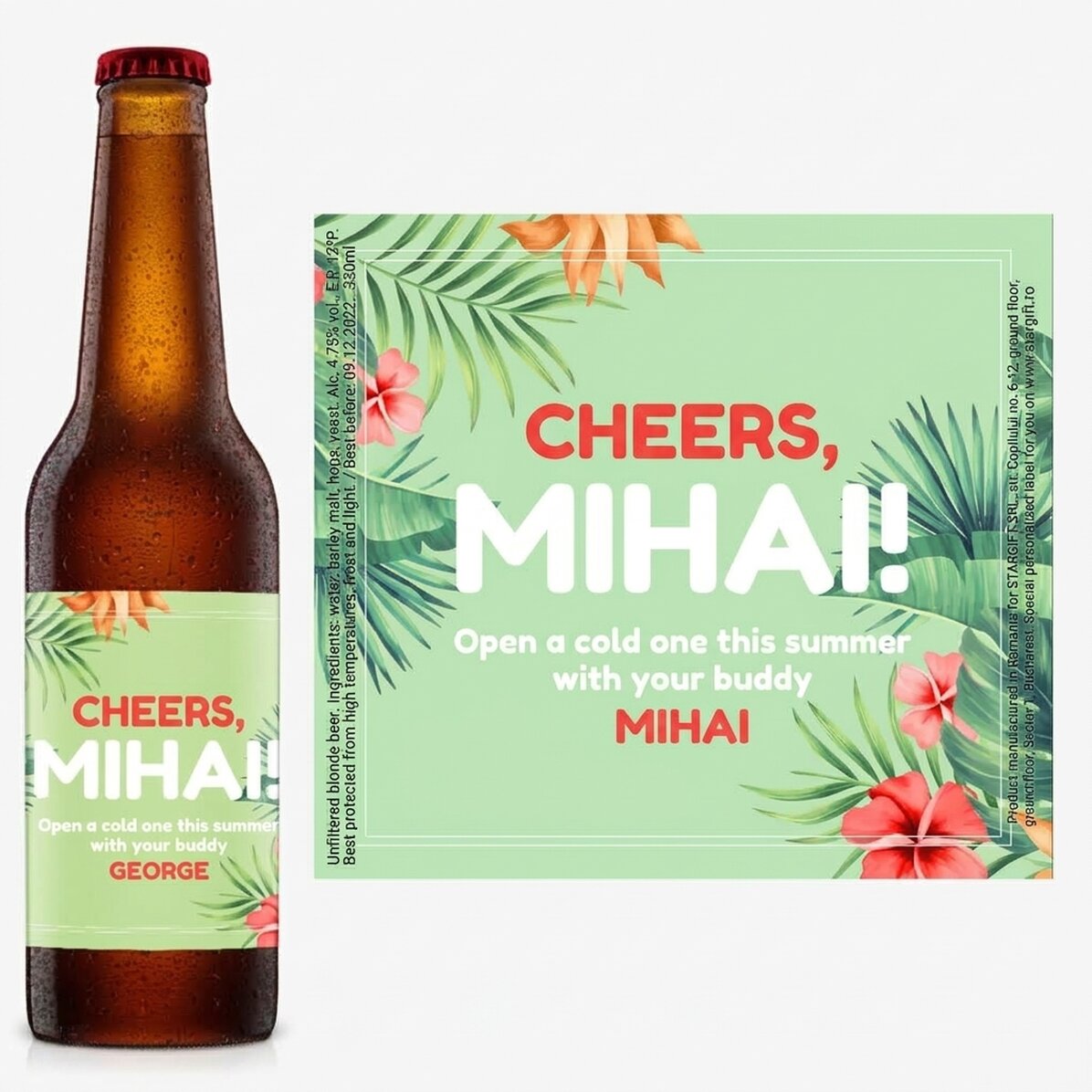 Cerveza personalizada con texto - Hibiscus
