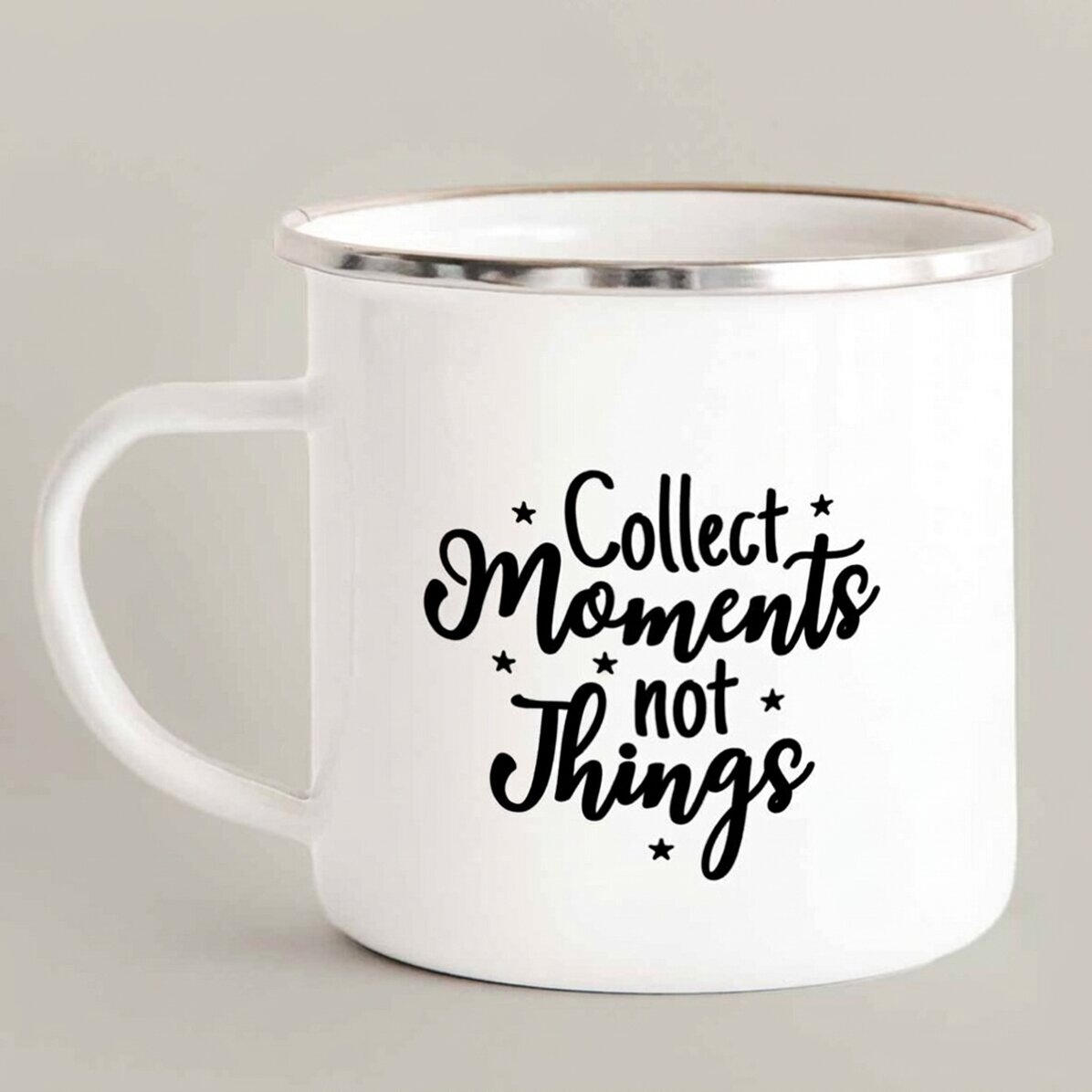 Taza metálica esmaltada personalizada con foto - Colecciona momentos, no cosas