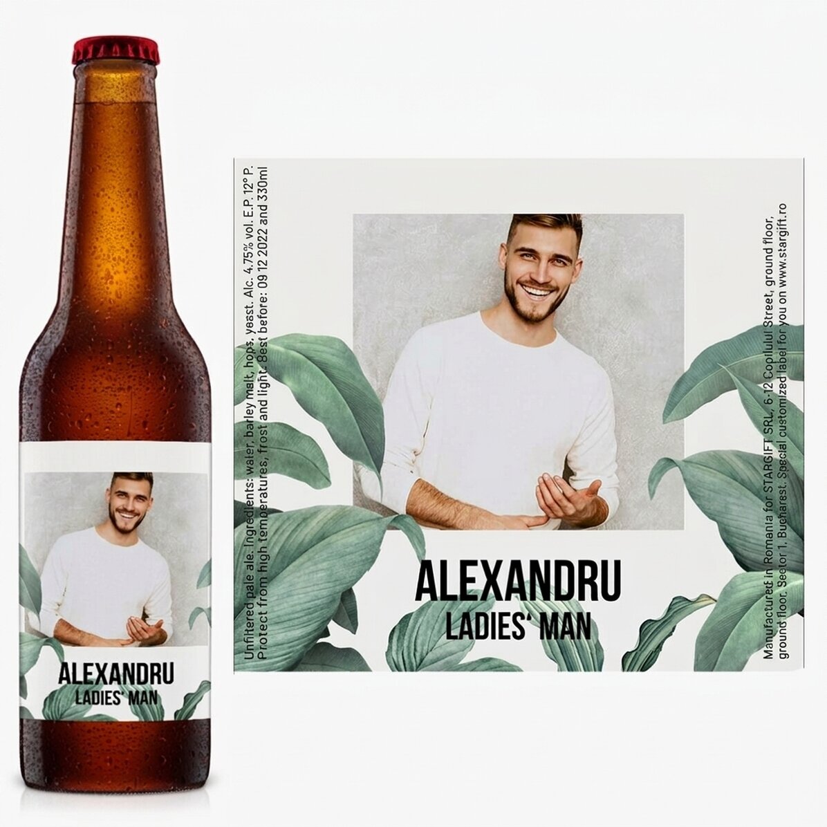 Cerveza personalizada con foto y texto - Folliage