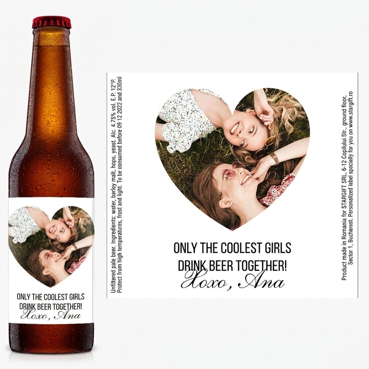 Cerveza personalizada con foto y texto - Love