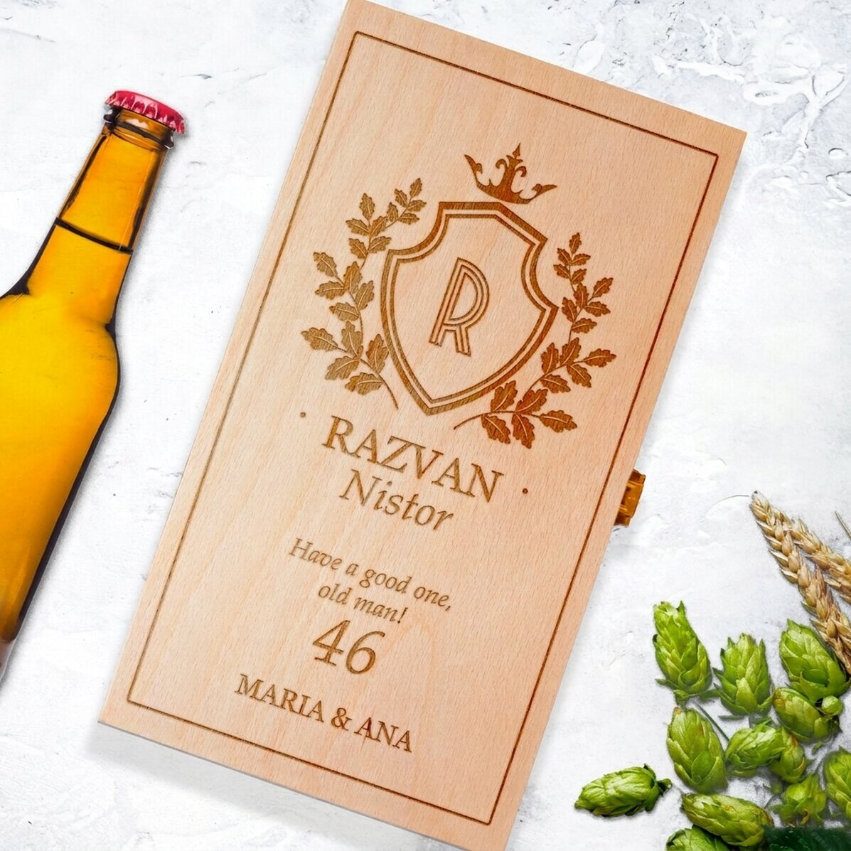 Caja de cerveza personalizada para tres botellas - Blazon