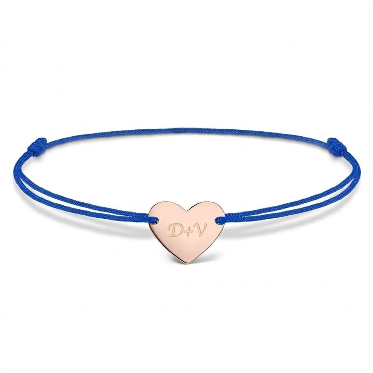 Pulsera con cordón personalizada - corazón de 12 x 10 mm - plata de ley 925 - Modelo «Tú y yo» n.º 3