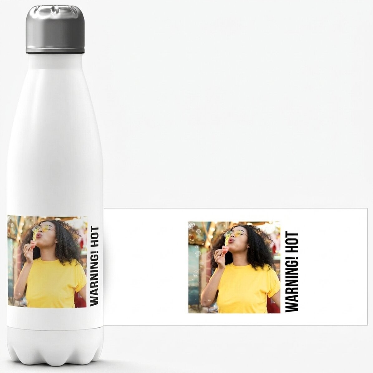 Término con base blanca personalizado con una foto y un texto