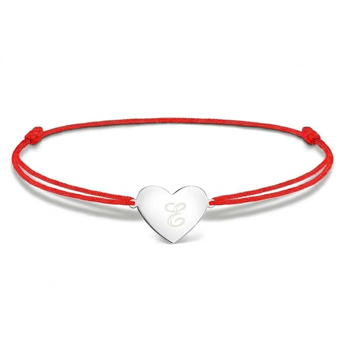 Pulsera con cordón personalizada - corazón de 15 x 13 mm - plata 925 - Inicial 2