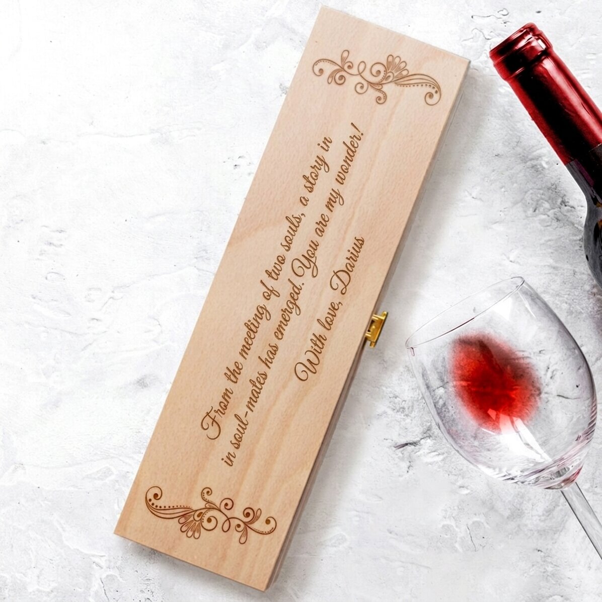 Caja de vino personalizada con texto - Los mejores deseos