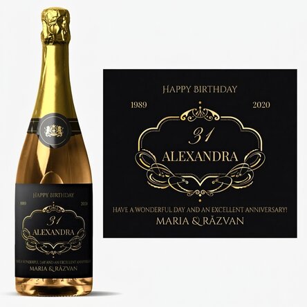 Vino espumoso personalizado con texto - Elegante