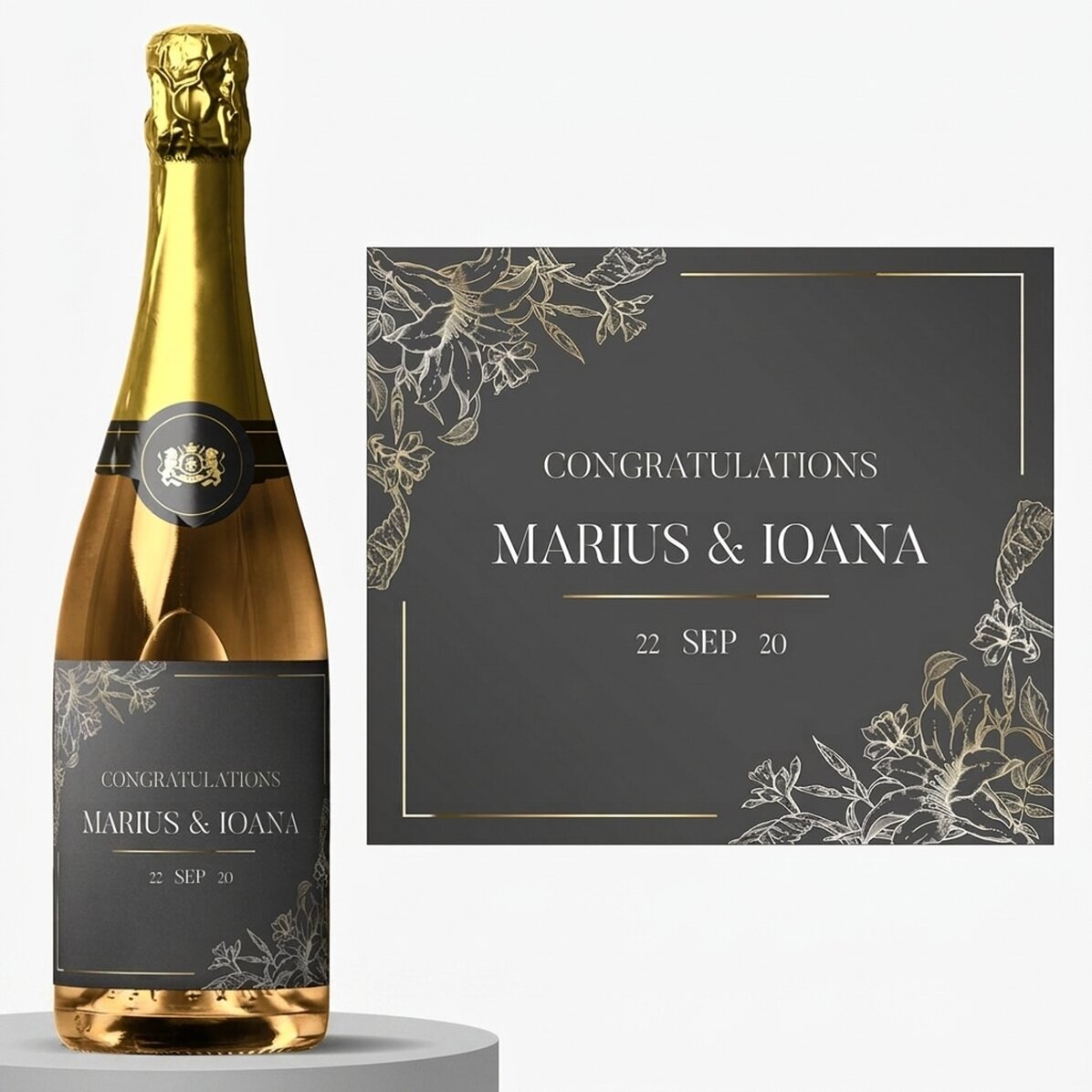 Vino espumoso personalizado con texto - Casa de piedra