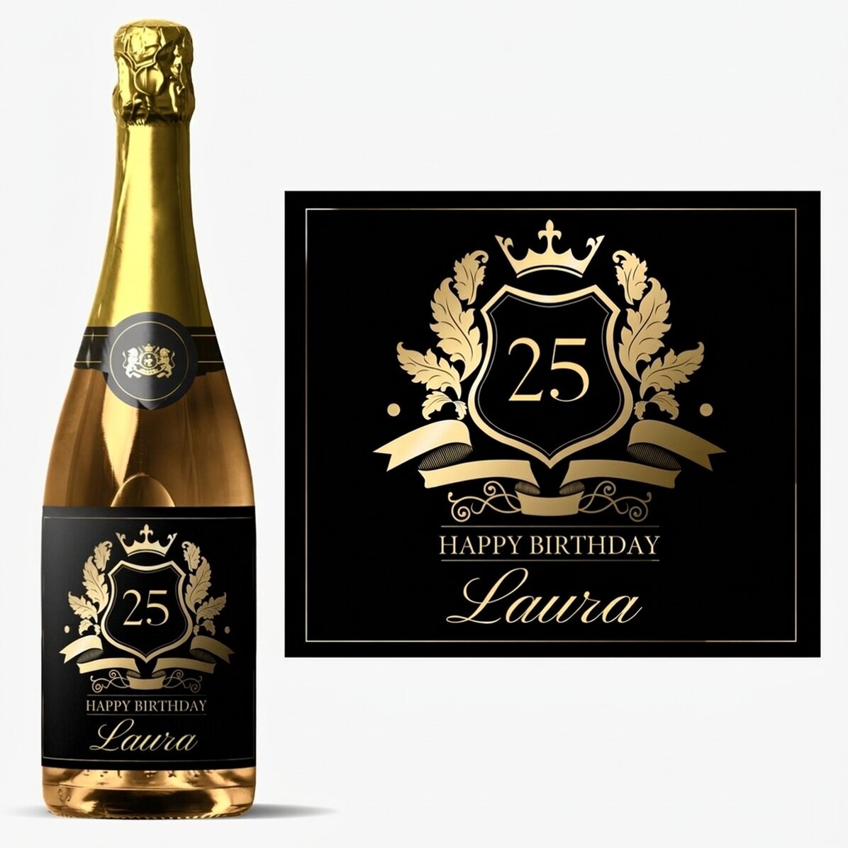 Vino espumoso personalizado con texto - Royalty