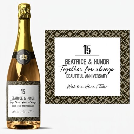 Vino espumoso personalizado con texto - Art déco
