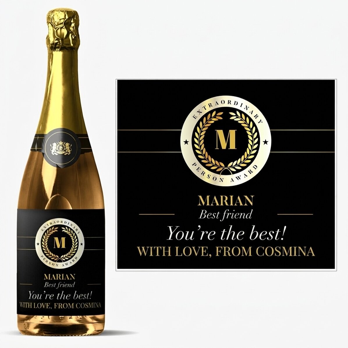 Vino espumoso personalizado con texto - Premio