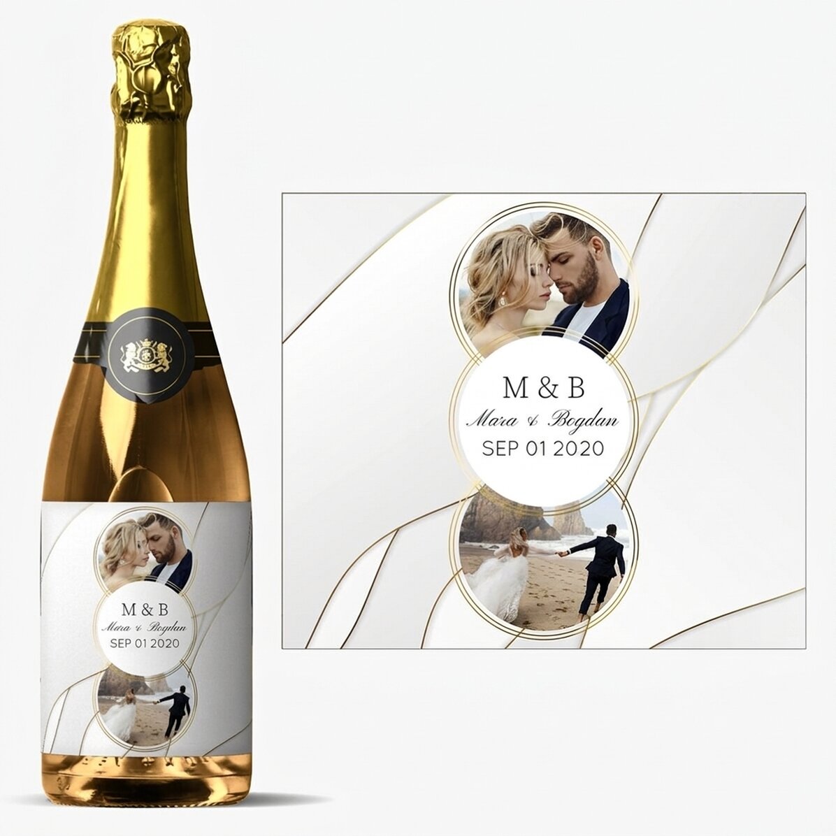 Vino espumoso personalizado con foto y texto - Together