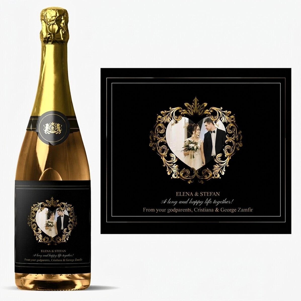 Vino espumoso personalizado con foto y texto - Casa de piatra