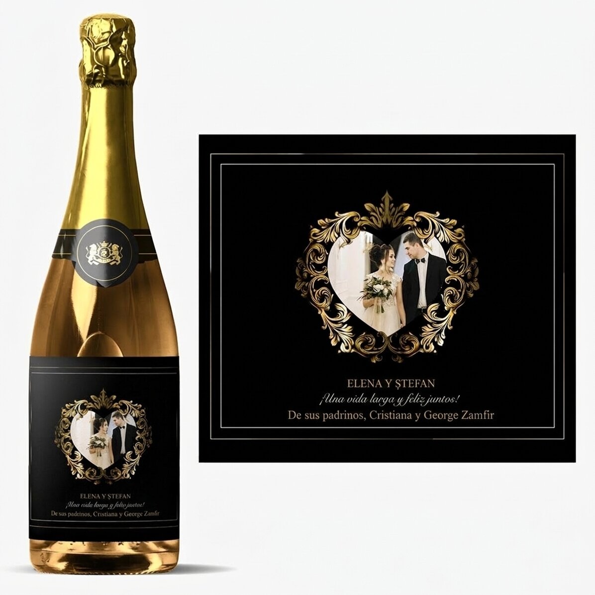 Vino espumoso personalizado con foto y texto - Casa de piatra