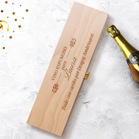 Caja de vino espumoso personalizada con texto - Elegance