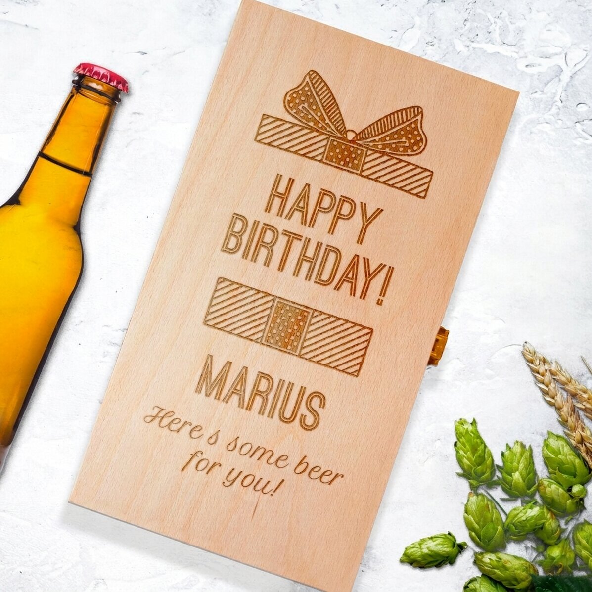 Caja de cerveza personalizada para tres botellas - Regalo