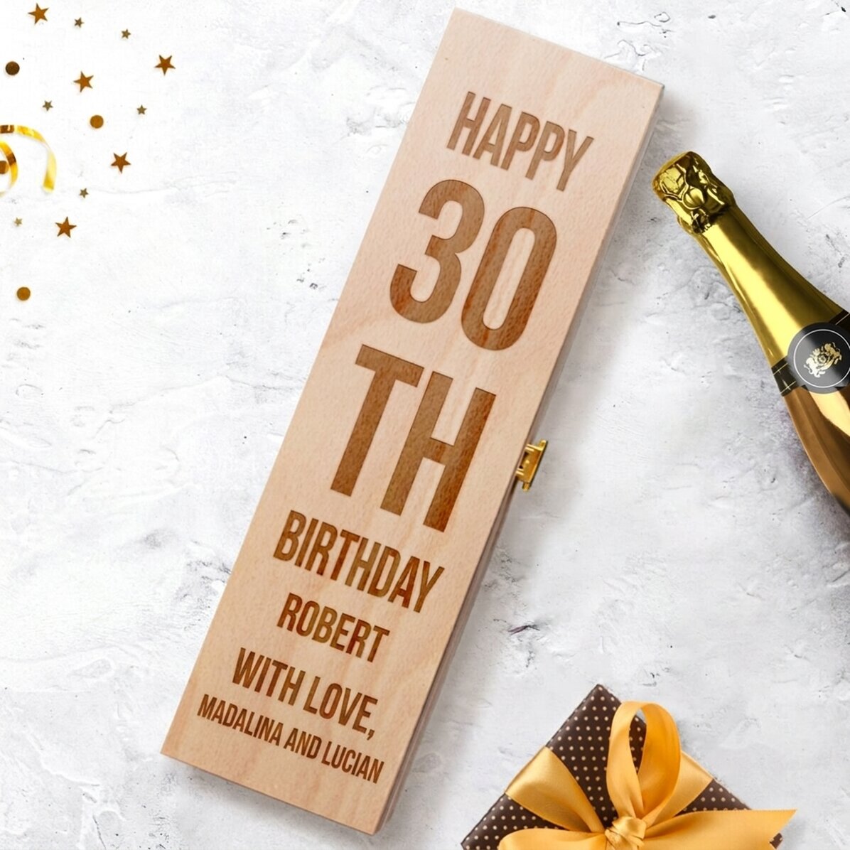 Caja de vino espumoso personalizada - Feliz cumpleaños